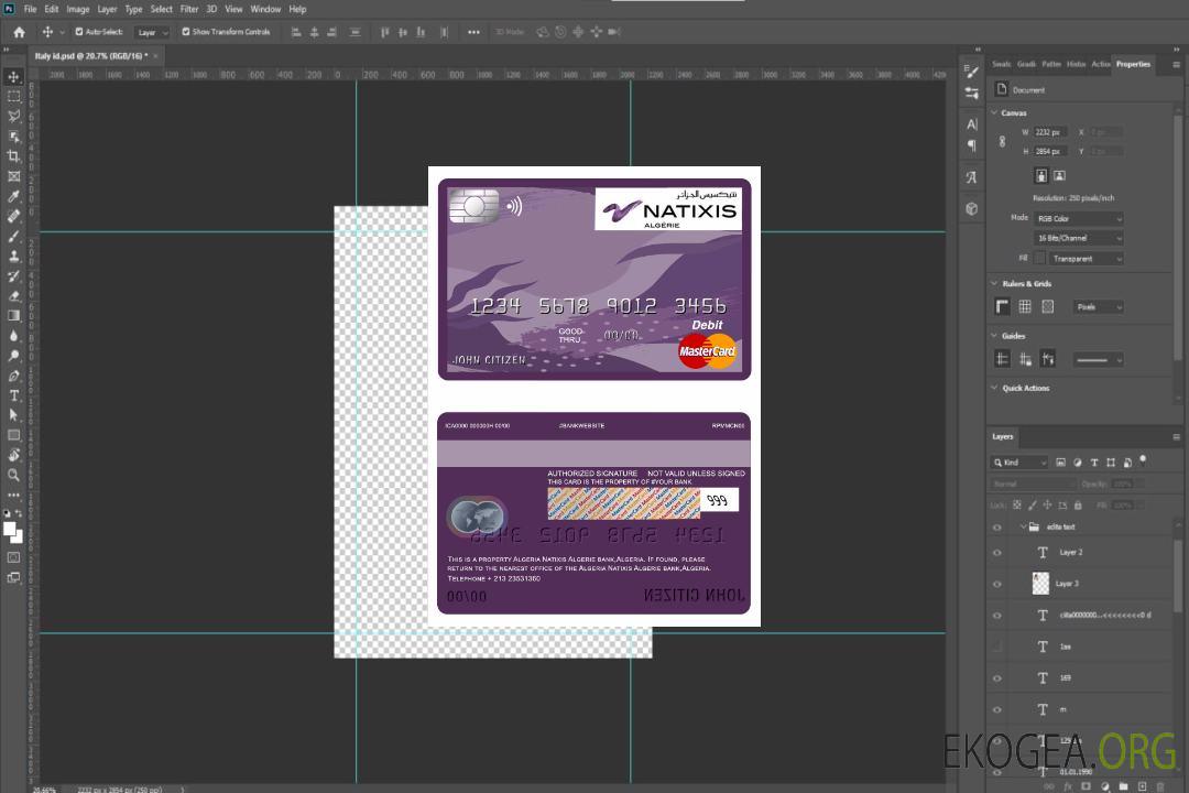 Algérie Carte de débit principale de la banque Natixis Algérie template Algérie Carte de débit principale de la banque Natixis Algérie template